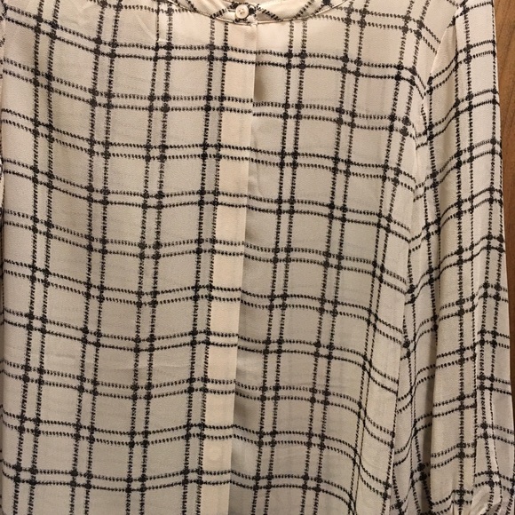 LOFT Cream and Black Plaid Blouse - Picture 3 of 6